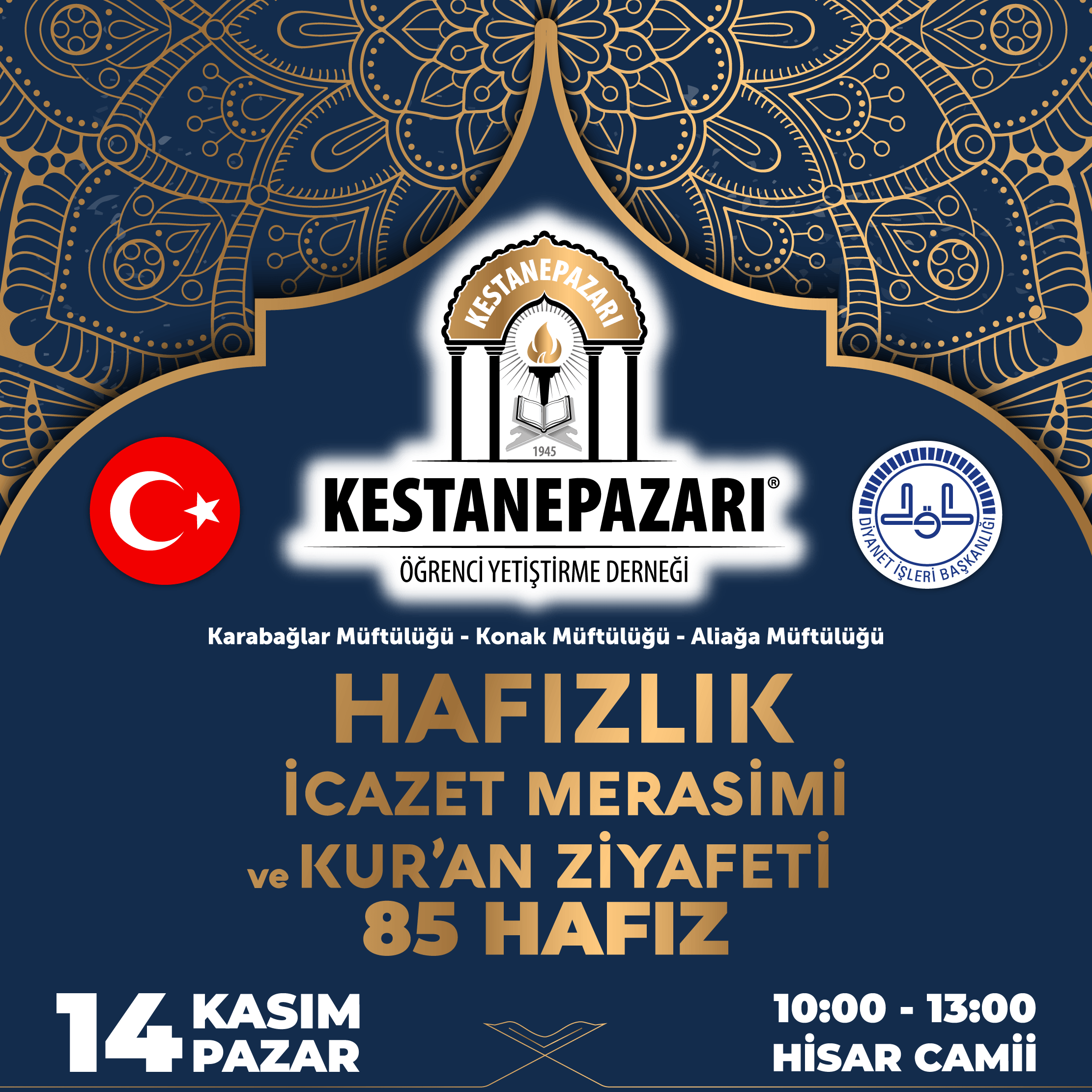 Kestanepazarı Hafızlık Merasimi 14 Kasım Pazar 2021